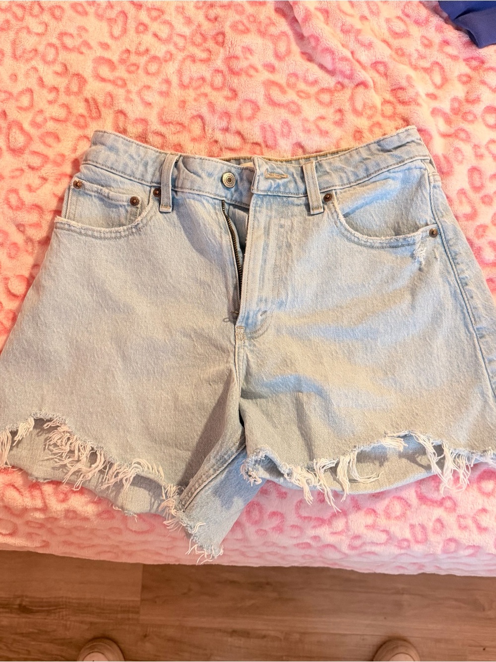 Abercrombie & Fitch Light Blue High-Waist Denim Shorts